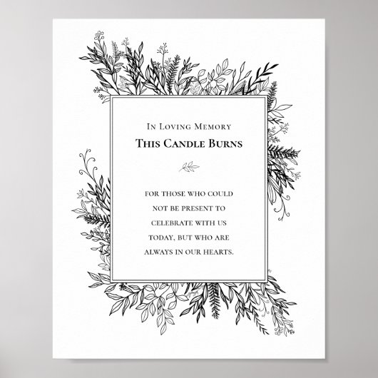Poster Blanc et noir Mariage de verdure Cette bougie brûl (Devant)