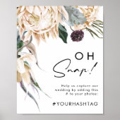 Poster Blanc Fleur Hashtag Oh Snap Signe (Devant)