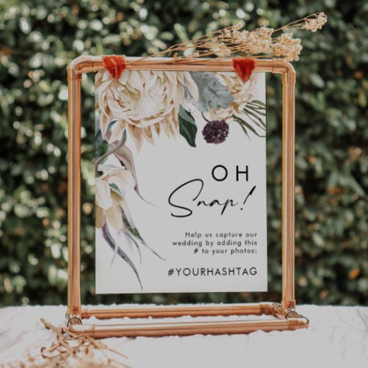 Poster Blanc Fleur Hashtag Oh Snap Signe