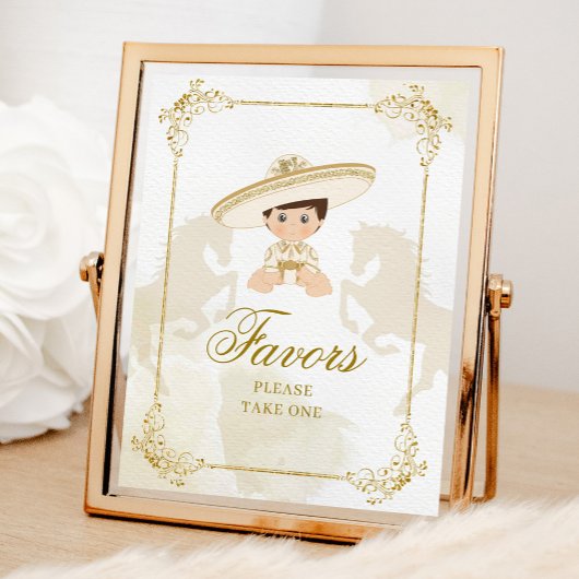 Poster Blanc Gold Mexicain Boy Baptême 1er Anniversaire F