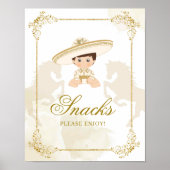 Poster Blanc Gold Mexicain Boy Baptême 1er Anniversaire S (Devant)