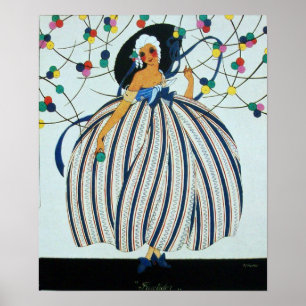 POSTER BLANC JEUNE FILLE BEAUTÉ MODE COSTUME DESIGN