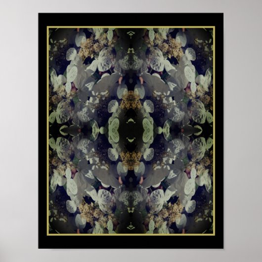 Poster Blanc Lacecap Hydrangea Floral Abstrait (Devant)