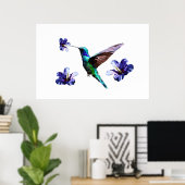 Poster blanc magnifique de colibri/Hibiscus (Bureau à domicile)
