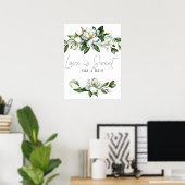 Poster Blanc Magnolia Floral Mariage L'amour est doux Fav (Bureau à domicile)