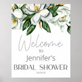 Poster Blanc Magnolia Rustique Floral Elégante Fête des m (Devant)