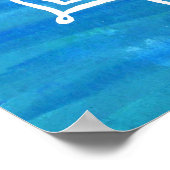 Poster Blanc Mandala Aquarelle Bleu Vert Vagues (Coin)