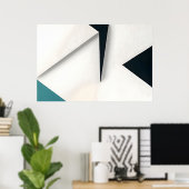 Poster Blanc Moderne Marine Sarcelle Abstrait Géométrique (Bureau à domicile)