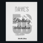 Poster Blanc moderne N'importe quel âge 50e anniversaire<br><div class="desc">White Grey Personnalisé 50th Any Age Anniversaire Poster de bienvenue</div>