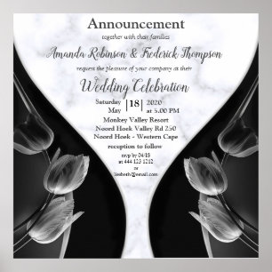 Poster Blanc moderne - Noir marbré Abstrait