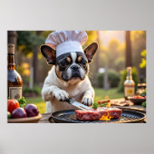 Poster Blanc Noir Français Bulldog Grill Chef (Devant)