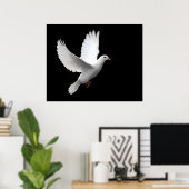 POSTER BLANC PEACE DOVE EN VOL (Bureau à domicile)