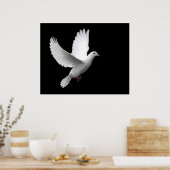 POSTER BLANC PEACE DOVE EN VOL (Cuisine)