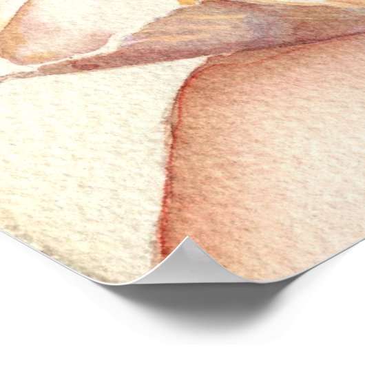 Poster blanc Peony Watercolor Imprimer (Coin)