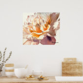 Poster blanc Peony Watercolor Imprimer (Cuisine)