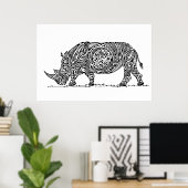 Poster Blanc Rhino Design noir (Bureau à domicile)