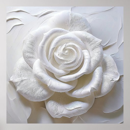 Poster Blanc sur Blanc - Rose Sculptée (Devant)