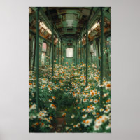 Poster blanc sur le champ de fleurs de chamomille