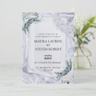 Poster blanc vert moderne Faire-part de mariage