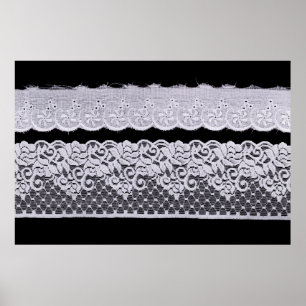 Poster Blanche dentelle ornementale isolée sur arrière - 