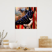 Poster Blanche Drapeau Américain De Cerf, (Cuisine)