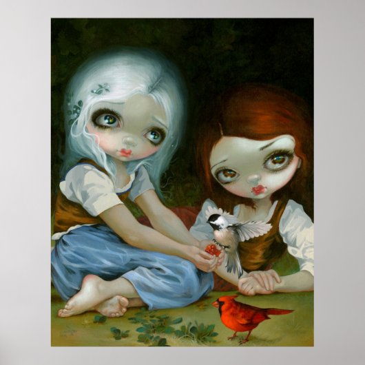 Poster Blanche neige et Rose Rouge imprimé Jasmine Becket (Devant)