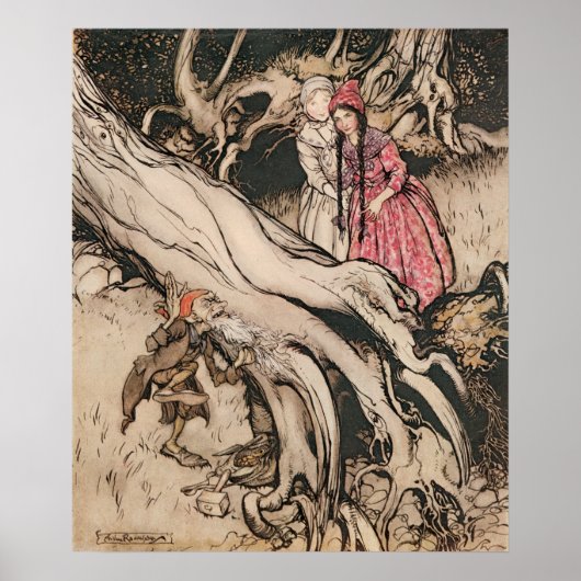 Poster Blanche-Neige et Rose Rouge par Arthur Rackham (Devant)
