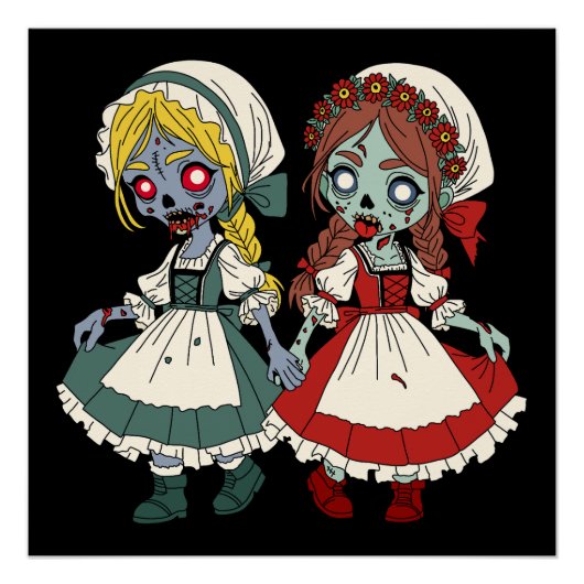 Poster Blanche-Neige et Rose-Rouge zombies (Devant)
