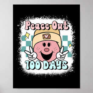 Poster Blanchi Peace Out 100 Jours D'école Visage Sourian