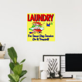 Poster BLANCHISSERIE- Pour Le Même Jour Service Faites-Le (Bureau à domicile)