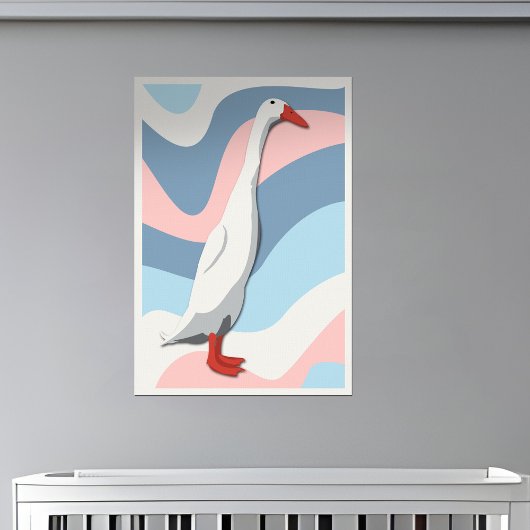 Poster Blancs Canard Rose et Bleu Vagues Nourriture Enfan
