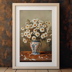 Poster Blancs Dans Un Vase Oriental Gouache Peint