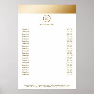 Poster Blancs Gold Stripe Monogramme Cercle Prix