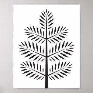 Poster Blancs Noir Élégant Botanique Tropical Branche