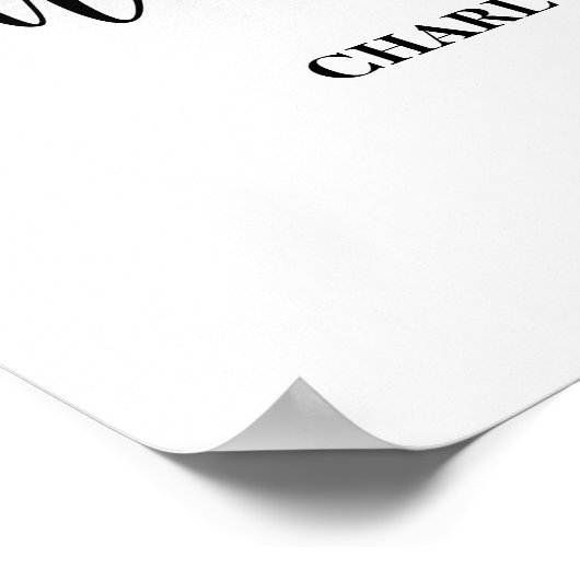 Poster Blancs noir élégant script bienvenue graduation (Coin)