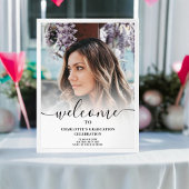 Poster Blancs noir élégant script bienvenue graduation