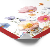 Poster Blancs Unicorne Rouge Selle Rose Papillons rouges (Coin)