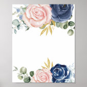 Poster Blank ajouter votre propre bleu marine flush rose  (Devant)