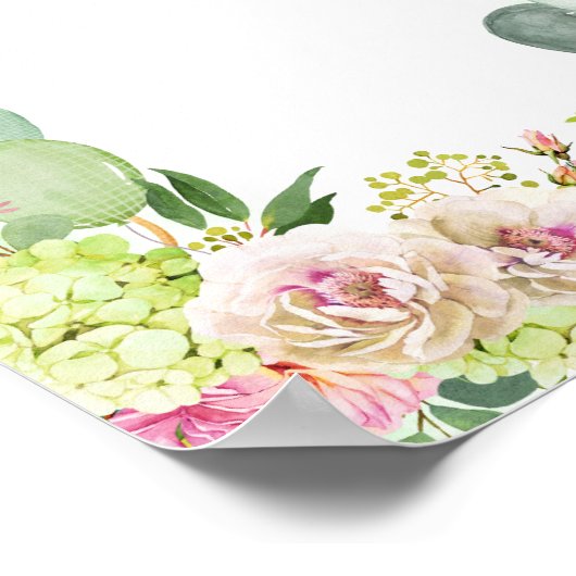 Poster Blank ajoutez vos propres floraux verts hydrangea  (Coin)