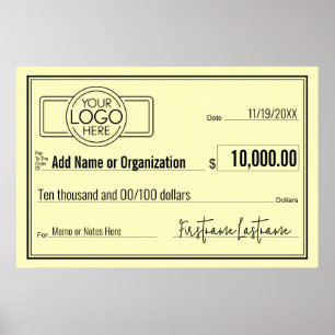 Poster Blank Check for Sweepstakes & Awards YELLOW