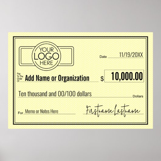 Poster Blank Check for Sweepstakes & Awards YELLOW (Devant)