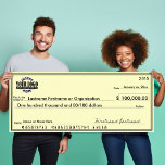 Poster Blank Check for Sweepstakes & Awards YELLOW<br><div class="desc">(CHECK ACCOUNT NUMBERS ARE FALSE)  1) Upload your logo (USE A .PNG FILE). 2) Fill in all of the text information. 3) Choose a poster size and stock.</div>