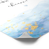 Poster BLAQUELY Dusty Blue Watercolor Gold Mimosa Bar (Coin)