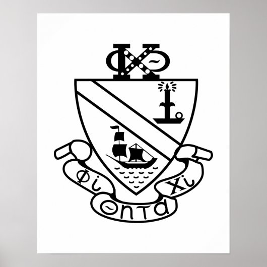 Poster Blason de Phi Chi Theta | N&B (Devant)