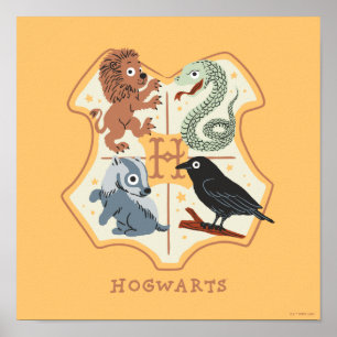 Poster Blason de Poudlard en dessin animé
