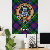 Poster Blason du clan Malcolm sur tartan (Bureau à domicile)
