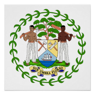 Poster Blason national du Belize symbole emblème drapeau
