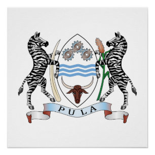 Poster Blason national du Botswana symbole emblème drapea