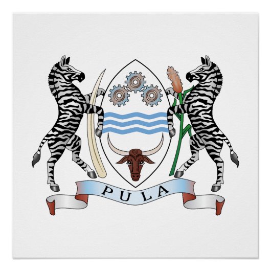 Poster Blason national du Botswana symbole emblème drapea (Devant)
