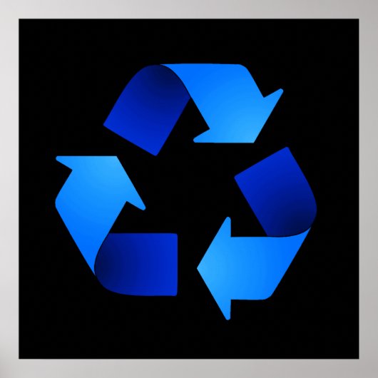 Poster blauw recyclingsymbool (Voorkant)
